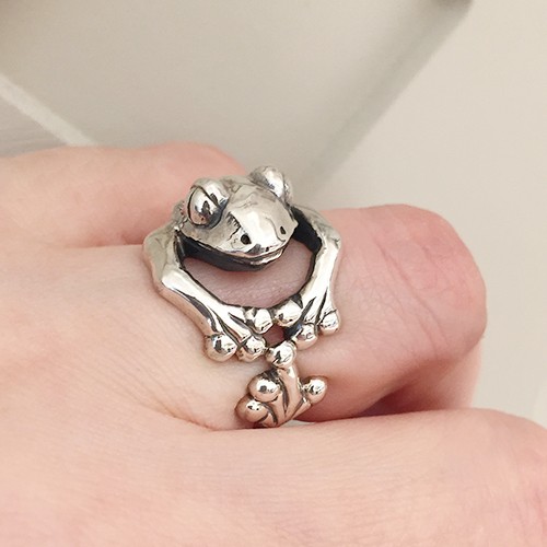 蛙(カエル)リング 大 シルバーアクセサリー かえる カエル 動物