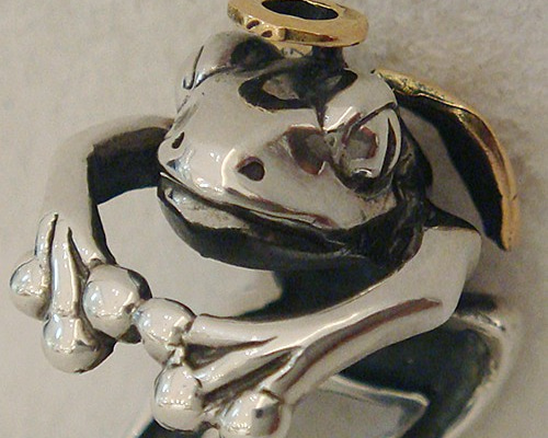 蛙の天使リング シルバーアクセサリー×K18(ピンクゴールド)-送料無料