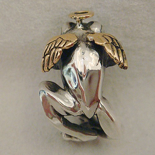 蛙の天使リング シルバーアクセサリー×K18(ピンクゴールド)-送料無料