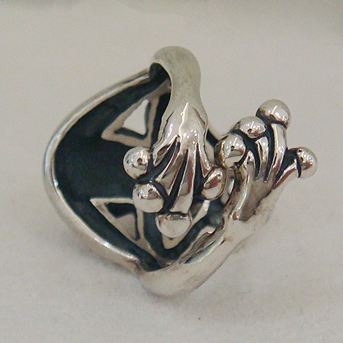 王様のお座り蛙リング シルバーアクセサリー×K18(ピンクゴールド