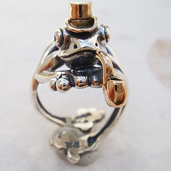 紳士のお座り蛙リング シルバーアクセサリー×K18(ピンクゴールド