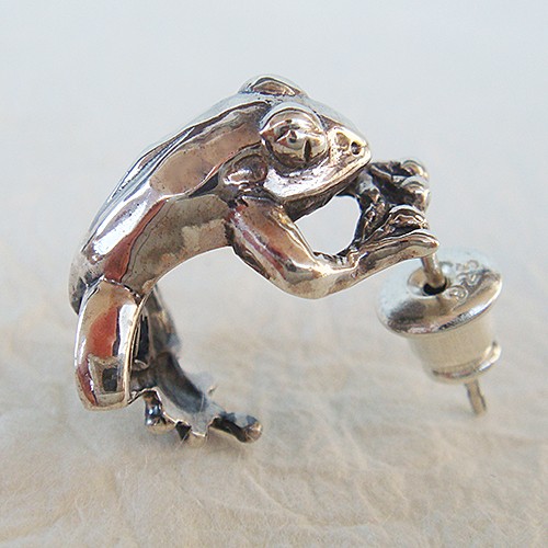 シルバーアクセサリー　カエルモチーフ　蛙　リング　ピアス　トップ　4点セット 蛙（カエル）ピアス シルバーアクセサリー かえる カエル 動物