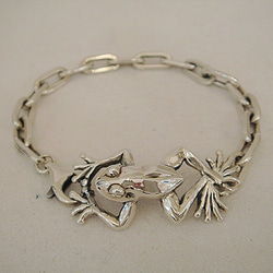 蛙ブレスレット（一匹） シルバーアクセサリー-送料無料 かえる カエル