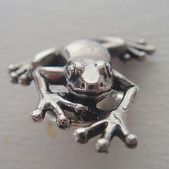 カエルピンバッジ　シルバーアクセサリー　かえる　蛙　動物　アニマルモチーフ　SV925　ギフト対応 3枚目の画像
