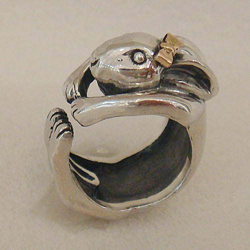 うさぎの花子リング【卯】 シルバーアクセサリー×K18（ピンク