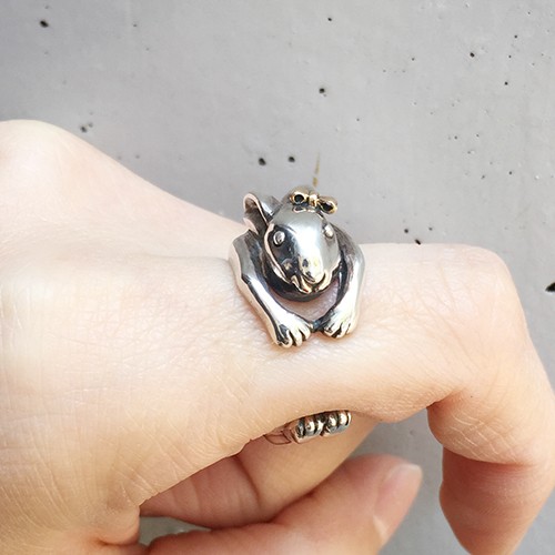 うさぎの花子リング【卯】 シルバーアクセサリー×K18（ピンク