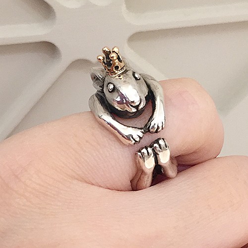 編*！様 一点もの　ハンドメイド　シルバーリング　うさぎ うさぎの紳士リング【卯】 シルバーアクセサリー×K18（ピンクゴールド