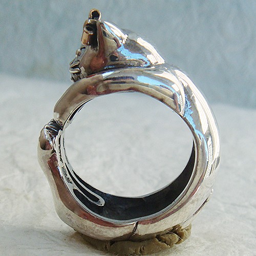 仔猫の花子リング シルバーアクセサリー×K18（ピンクゴールド）-送料