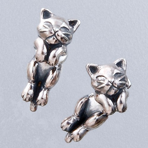 ホタルガラス ピアス 猫 かわいい フック レディース 両耳用