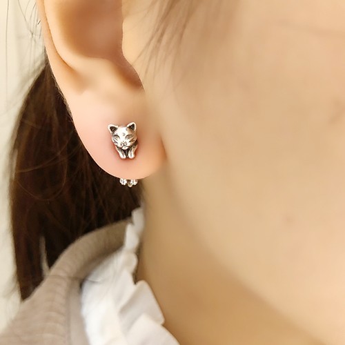 仔猫（ネコ）ピアス シルバーアクセサリー ねこ ネコ 動物