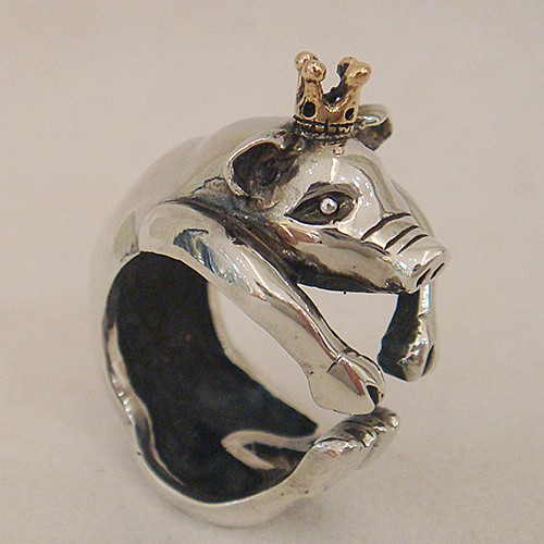 子豚の王様リング シルバーアクセサリー×K18（ピンクゴールド）-送料