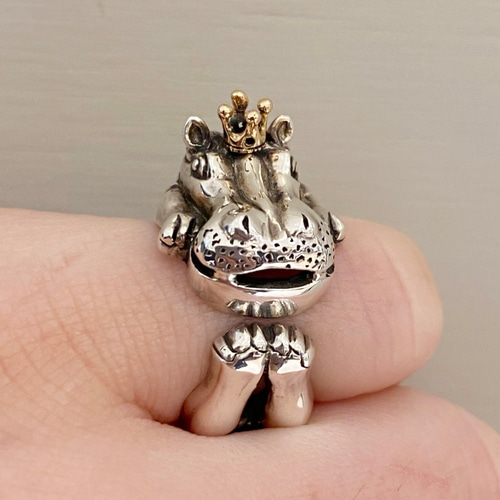 かばの王様リング シルバーアクセサリー×K18（ピンクゴールド