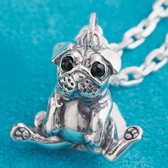 パグ様 パグ犬ペンダント【戌】 シルバーアクセサリー×オニキス（天然石