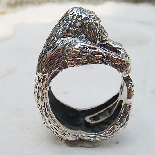 ゴリラリング シルバーアクセサリー-送料無料 ごりら 動物 アニマル