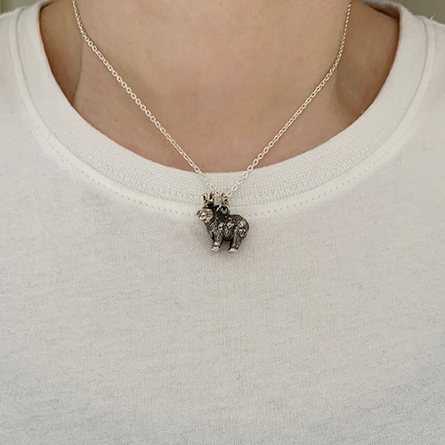 ひつじ（羊）の王様ペンダント【未】 シルバーアクセサリー×K18