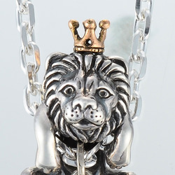 ライオンの王様ペンダント　シルバーアクセサリー×K18（ピンクゴールド）-送料無料 2枚目の画像
