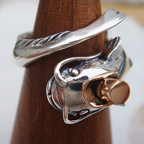 なまずの紳士リング シルバーアクセサリー×K18（ピンクゴールド