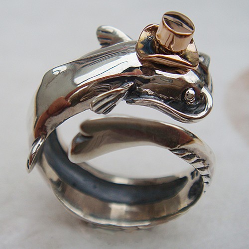なまずの紳士リング シルバーアクセサリー×K18（ピンクゴールド