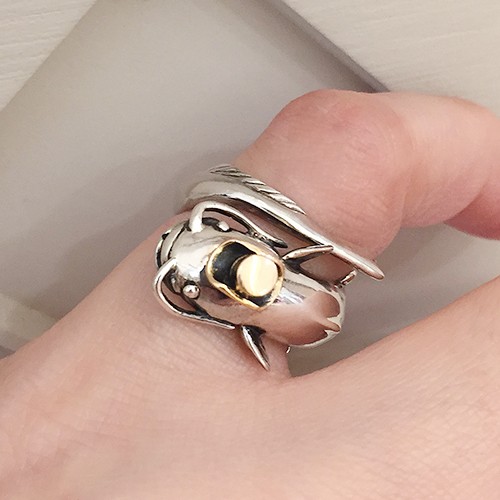 なまずの紳士リング シルバーアクセサリー×K18（ピンクゴールド