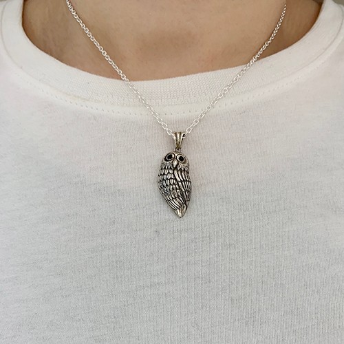 ふくろうペンダント【酉】 シルバーアクセサリー×オニキス
