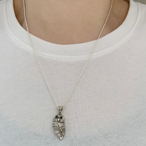 ふくろうペンダント【酉】 シルバーアクセサリー×オニキス