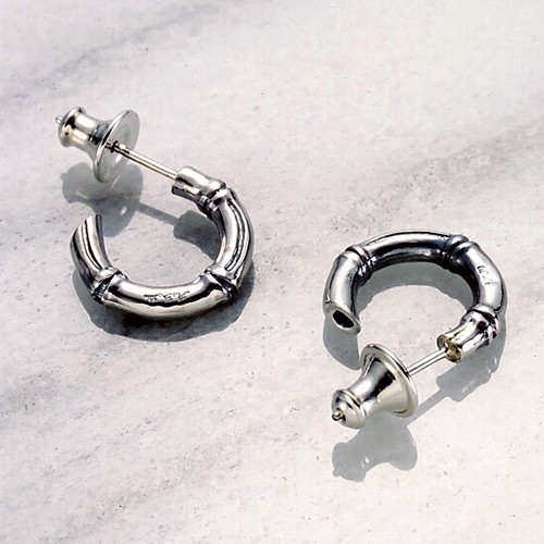 竹ピアス其の弐（フープ）　シルバーアクセサリー　和物　和柄　ギフト対応　SV925　シンプル　キレイ目ライン