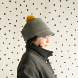 ◇送料無料◇ PomPom Wool cap　レディース Women【 グレー Gray 】冬の帽子 1枚目の画像