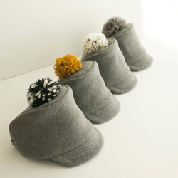 ◇送料無料◇ PomPom Wool cap　レディース Women【 グレー Gray 】冬の帽子 3枚目の画像