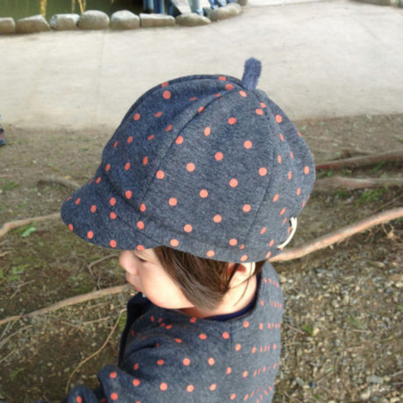 帽子【橘色圓點】兒童尺碼 48/52 第3張的照片