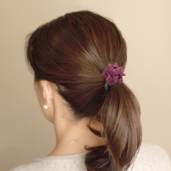 頭髮彈性M [粉紅色]禮物緞帶羅緞 第4張的照片