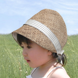 草帽[兒童52]條紋緞帶3至7歲 第1張的照片