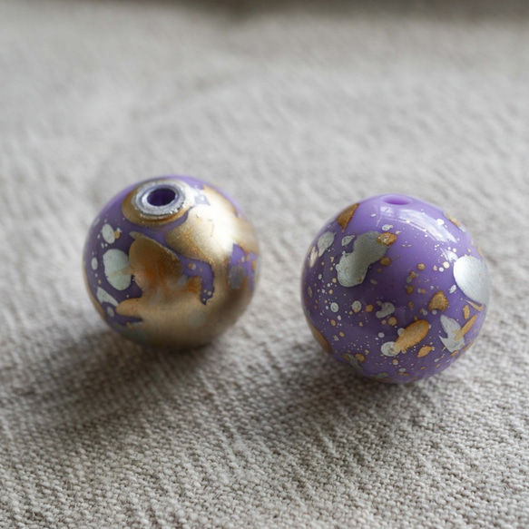 Purple Splatter Beads (2pcs) 2枚目の画像