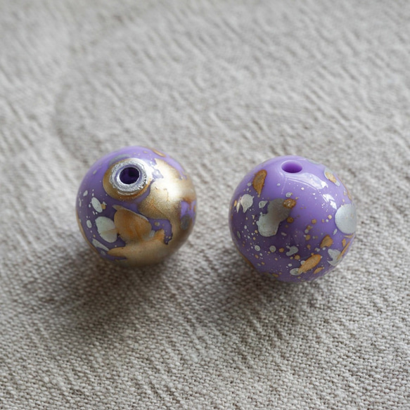 Purple Splatter Beads (2pcs) 3枚目の画像