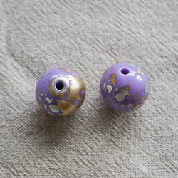 Purple Splatter Beads (2pcs) 4枚目の画像