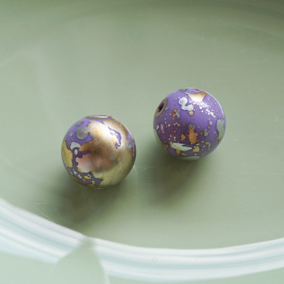 Purple Splatter Beads (2pcs) 6枚目の画像
