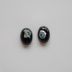 1960's Glass Black Cabochon (2pcs) 4枚目の画像