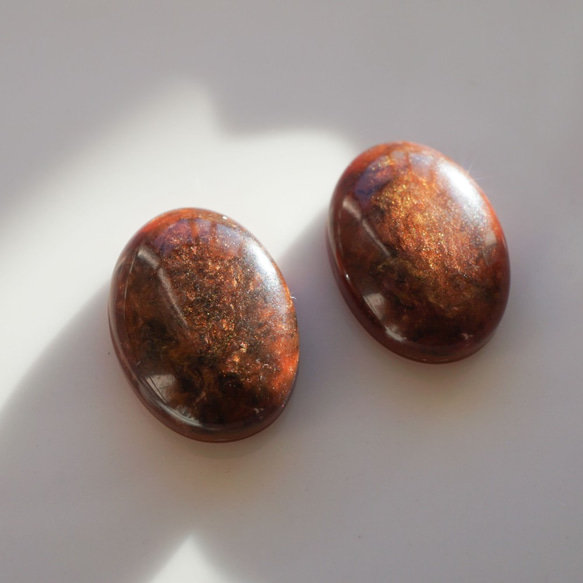 1980's Brown Cabochon (2pcs) 3枚目の画像