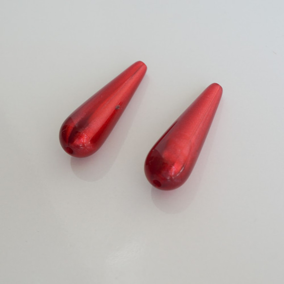 1980's Teardrop Beads -Red- (2pcs) 2枚目の画像