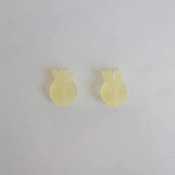 1980's Matte Flower Beads -Yellow- (2pcs) 2枚目の画像
