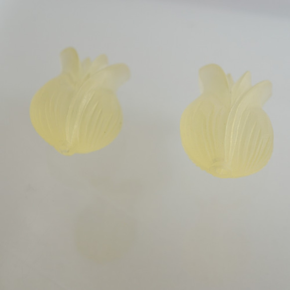 1980's Matte Flower Beads -Yellow- (2pcs) 5枚目の画像