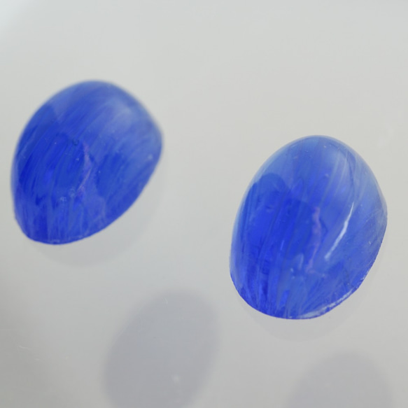 1970's Glass Blue Cabochon (2pcs) 5枚目の画像