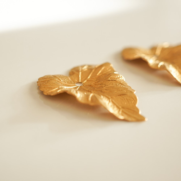 Brass Big Leaf Charm (2pcs) 4枚目の画像