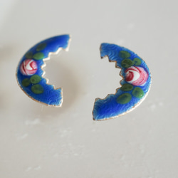 1960's Half-moon Cabochon -Blue- (2pcs) 3枚目の画像