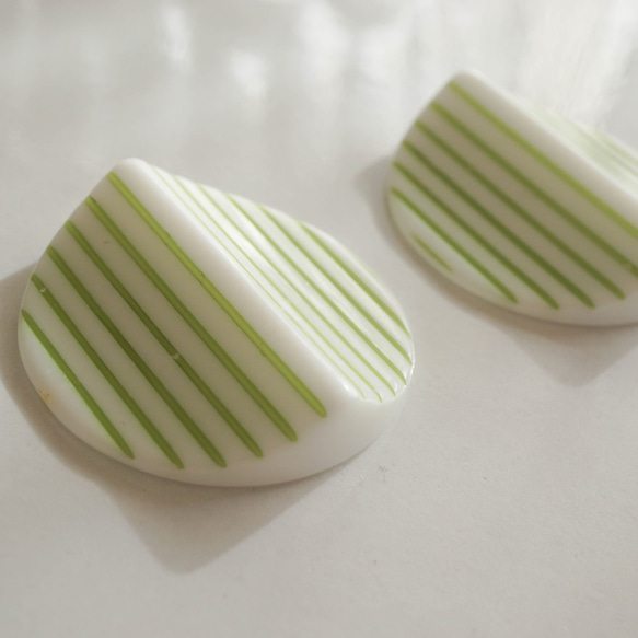 1980's Stripe Cabochon -L.Green- (2pcs) 2枚目の画像