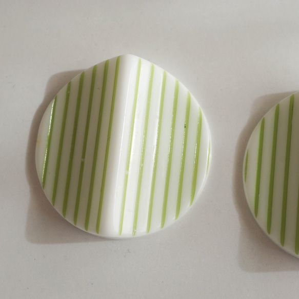 1980's Stripe Cabochon -L.Green- (2pcs) 5枚目の画像