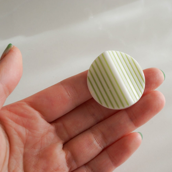 1980's Stripe Cabochon -L.Green- (2pcs) 7枚目の画像