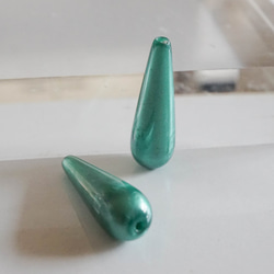 1980's Mini Teardrop Beads -Green- (2pcs) 3枚目の画像