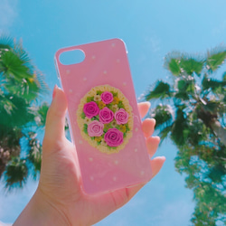 お花が可愛いスマホケース"Rose Garden"/iphone7(ベビーピンク×オーロラ) 4枚目の画像