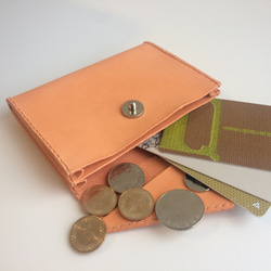 Xiangjiオレンジレザーカードホルダー。財布。ダブルショートクリップ（フラワーマグネットバックル） 6枚目の画像