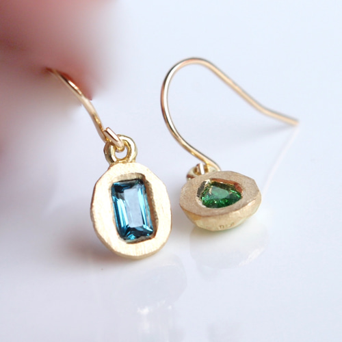 K18YG 天然 インディコライトトルマリン ピアス